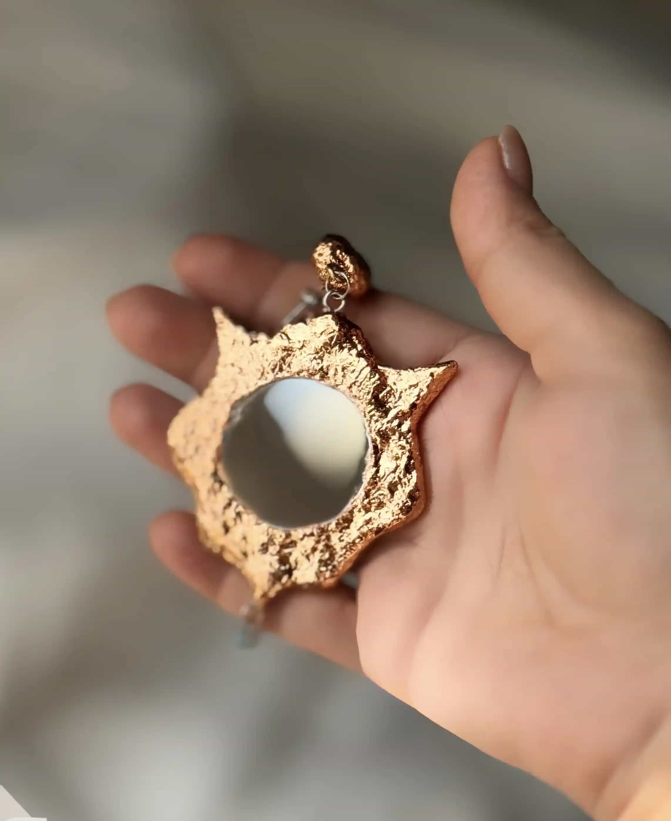 گوشواره پاپیه ماشه مدل آینه