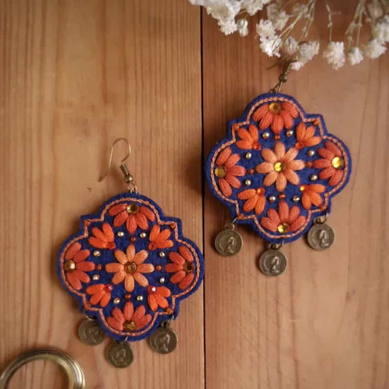 گوشواره گلدوزی رعنا