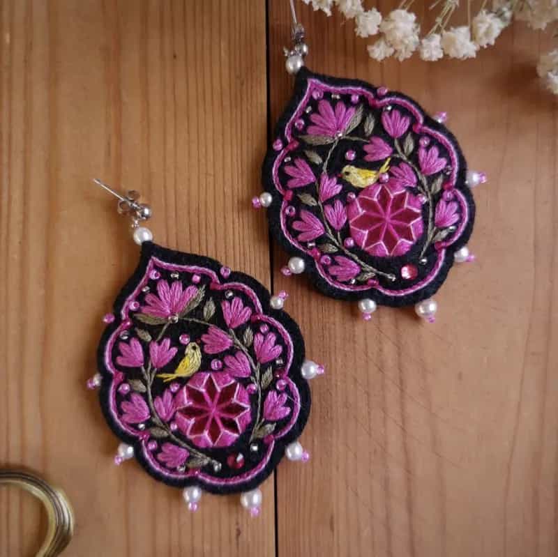 گوشواره گلدوزی پرگل