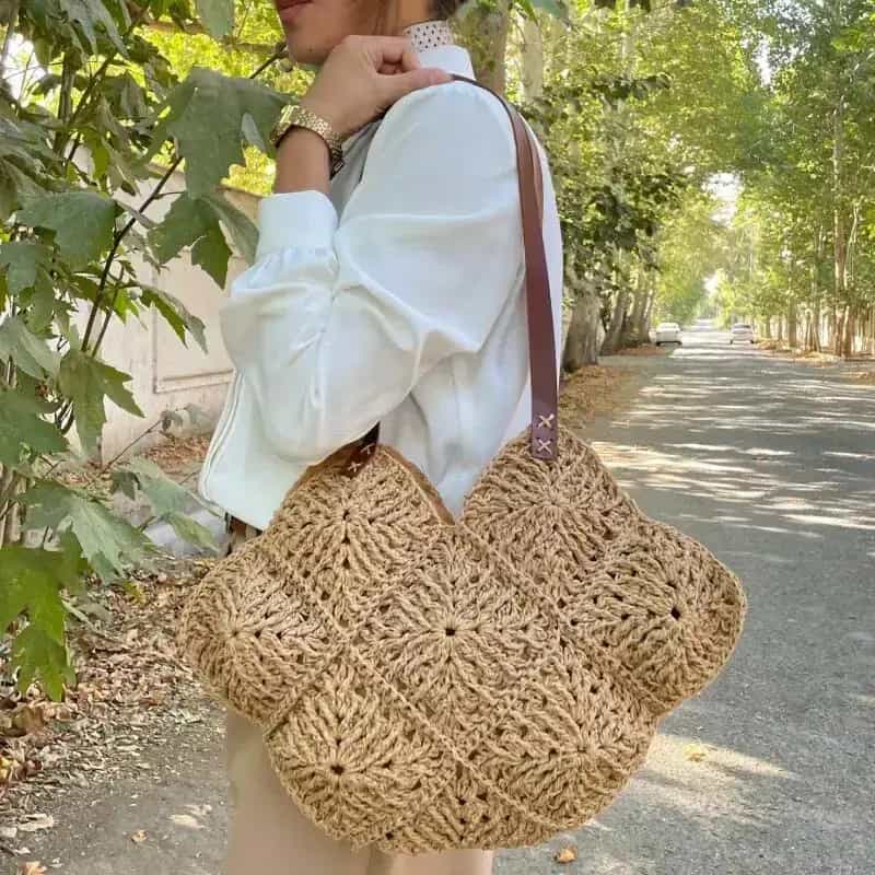 کیف رافیا صدف خاکی