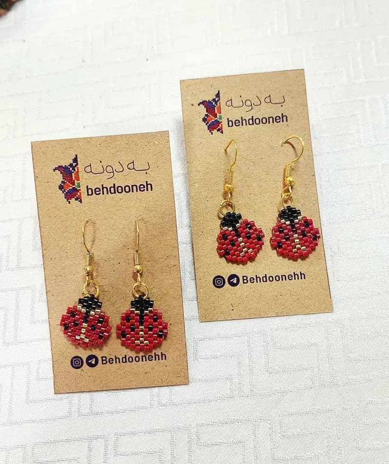 گوشواره منجوقی کفشدوزک - تصویر سوم