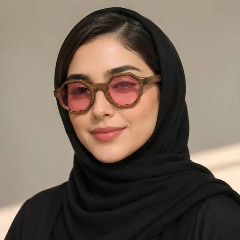 عینک چوب گردو هشت ضلعی - تصویر سوم